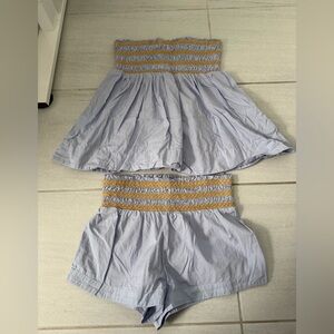 Anthropology Striped Smocked Two-Piece Set